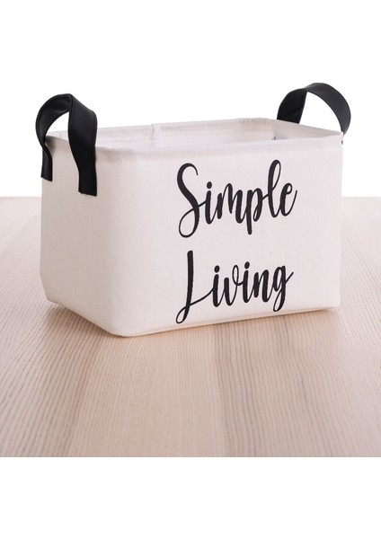 Beyaz Simple Living Dikdörtgen Sepet 15X25X18