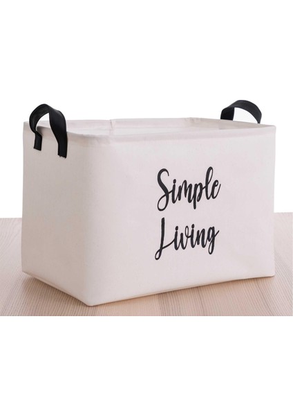 Beyaz Simple Living Dikdörtgen Sepet 37X27X25