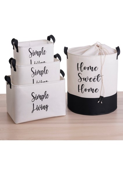 Beyaz Simple Living Dikdörtgen Sepet 37X27X25