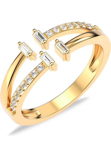 Çapraz Baget Ayarlanabilir Altın Kaplama Gümüş Yüzük