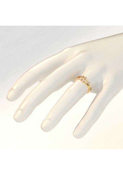 Çapraz Baget Ayarlanabilir Altın Kaplama Gümüş Yüzük modelleri