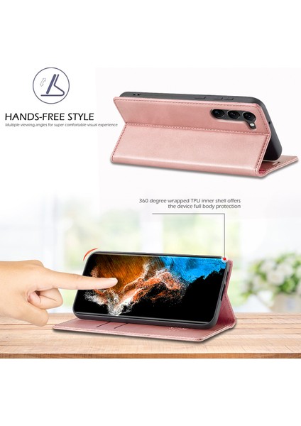 Samsung Galaxy S23+ Için Ince Kapaklı Deri Cüzdan Standı Telefon Kılıfı - Rose Gold (Yurt Dışından) modelleri