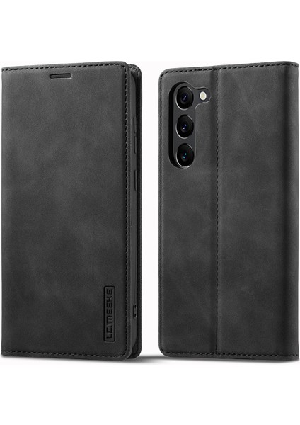 Samsung Galaxy S23+ Için Ince Kapaklı Deri Cüzdan Standı Telefon Kılıfı - Siyah (Yurt Dışından)