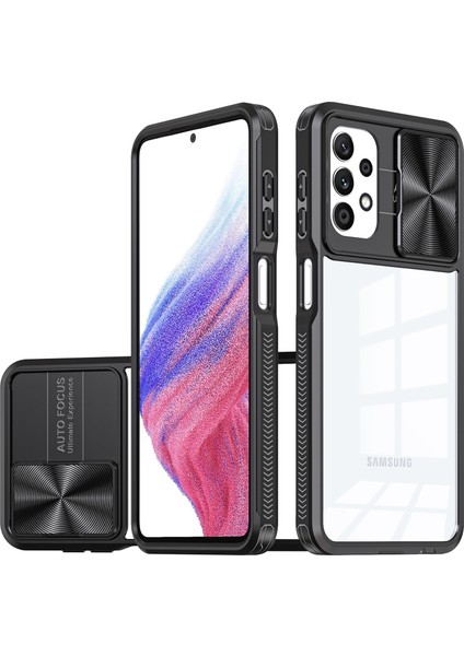 Samsung Galaxy A32 5g Için Sürgülü Kamera Kapaklı Tpu Tamponu Temizle Telefon Kılıfı - Siyah (Yurt Dışından)