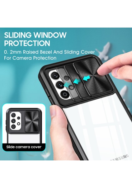 Samsung Galaxy A32 5g Için Sürgülü Kamera Kapaklı Tpu Tamponu Temizle Telefon Kılıfı - Siyah (Yurt Dışından) modelleri