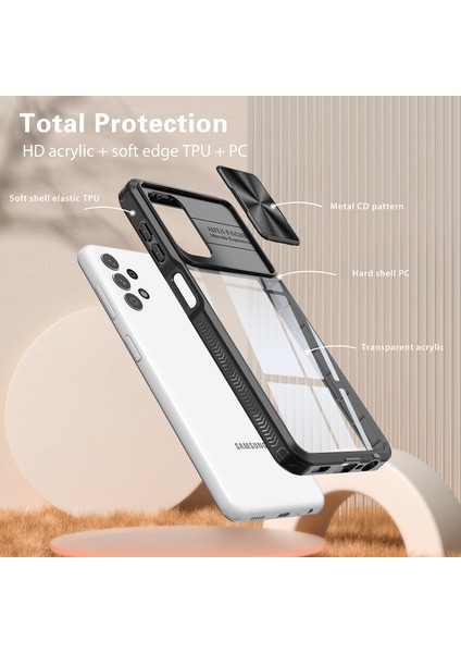 Samsung Galaxy A32 5g Için Sürgülü Kamera Kapaklı Tpu Tamponu Temizle Telefon Kılıfı - Siyah (Yurt Dışından) fırsatları