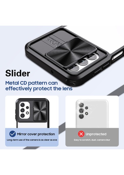 Samsung Galaxy A32 5g Için Sürgülü Kamera Kapaklı Tpu Tamponu Temizle Telefon Kılıfı - Siyah (Yurt Dışından) indirimleri