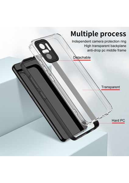 Xiaomi Redmi Note 10 4g / Note 10S Için Şeffaf Sert Pc Tampon Telefon Kılıfı - Siyah (Yurt Dışından)
