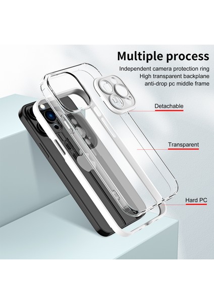 iPhone 12 Pro Için Şeffaf Sert Pc Tampon Telefon Kılıfı - Beyaz (Yurt Dışından)