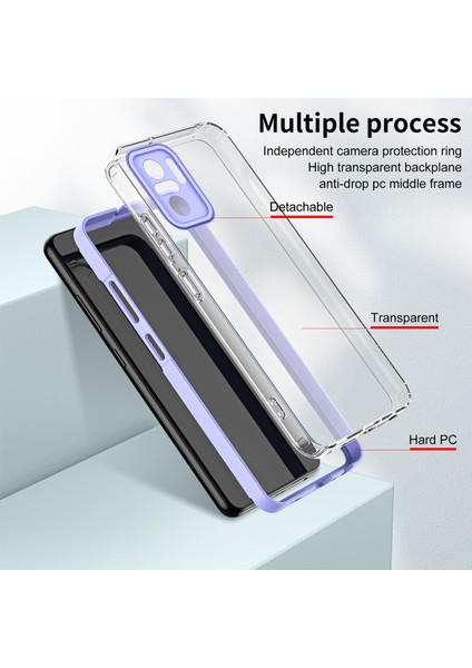 Xiaomi Redmi Note 10 4g / Note 10S Için Şeffaf Sert Pc Tampon Telefon Kılıfı - Mor (Yurt Dışından)