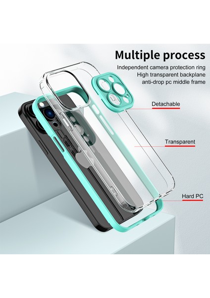 iPhone 12 Pro Için Şeffaf Sert Pc Tampon Telefon Kılıfı - Yeşil (Yurt Dışından)
