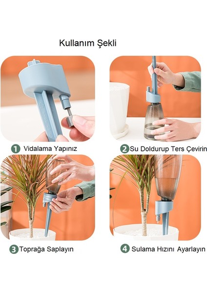 Otomatik Ayarlı 3 Adet Sulama Saksı Çiçek Su Damlatıcı Zamanlama Sulama Kabı