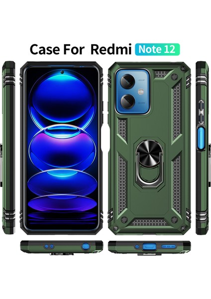 Xiaomi Redmi Note 12 Için Halka Tutuculu Çift Katmanlı Telefon Kılıfı - Koyu Yeşil (Yurt Dışından) fiyatları