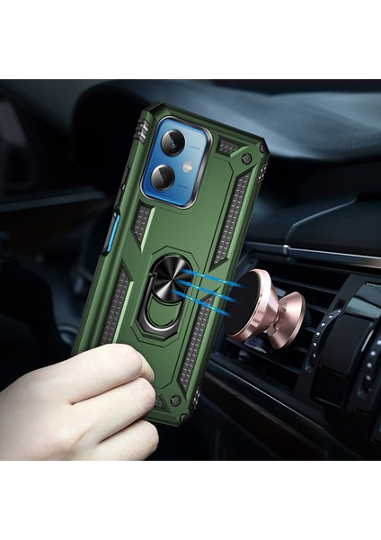 Xiaomi Redmi Note 12 Için Halka Tutuculu Çift Katmanlı Telefon Kılıfı - Koyu Yeşil (Yurt Dışından) modelleri