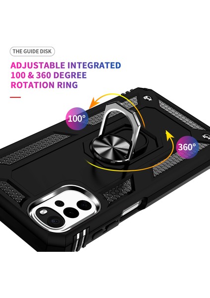 Motorola Moto G22 Için Halka Tutuculu Çift Katmanlı Telefon Kılıfı - Siyah (Yurt Dışından) indirimleri