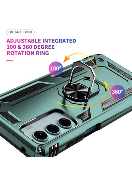 Motorola Moto G200 5g Için Halka Tutuculu Çift Katmanlı Telefon Kılıfı - Yeşil (Yurt Dışından)