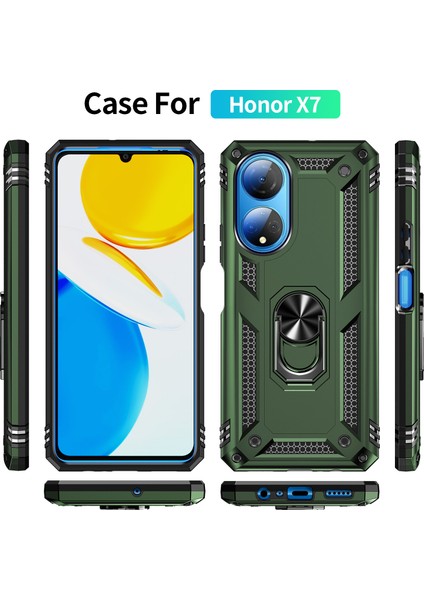 Honor X7 Için Halka Tutuculu Çift Katmanlı Telefon Kılıfı - Koyu Yeşil (Yurt Dışından) fiyatları