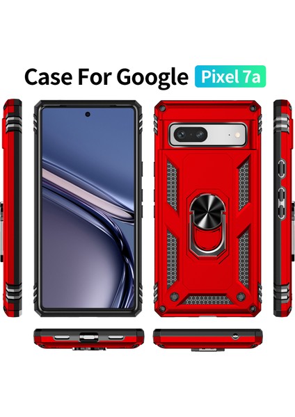 Google Pixel 7A Için Halka Tutuculu Çift Katmanlı Telefon Kılıfı - Kırmızı (Yurt Dışından) fiyatları