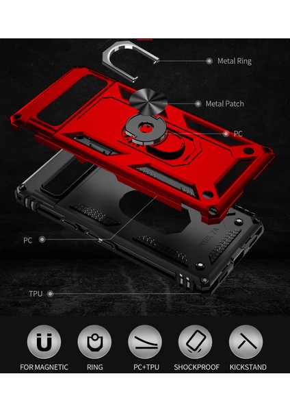 Google Pixel 7A Için Halka Tutuculu Çift Katmanlı Telefon Kılıfı - Kırmızı (Yurt Dışından) fırsatları