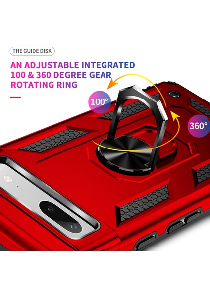 Google Pixel 7A Için Halka Tutuculu Çift Katmanlı Telefon Kılıfı - Kırmızı (Yurt Dışından) indirimleri