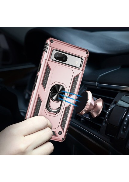 Google Pixel 7A Için Halka Tutuculu Çift Katmanlı Telefon Kılıfı - Rose Gold (Yurt Dışından) modelleri