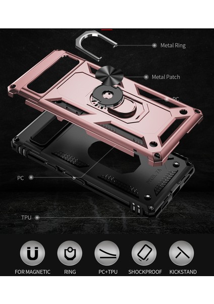Google Pixel 7A Için Halka Tutuculu Çift Katmanlı Telefon Kılıfı - Rose Gold (Yurt Dışından) fırsatları