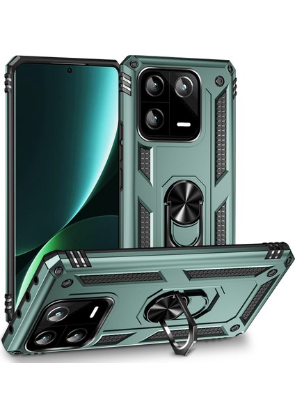 Xiaomi 13 Pro Için Halka Tutuculu Çift Katmanlı Telefon Kılıfı - Yeşil (Yurt Dışından)