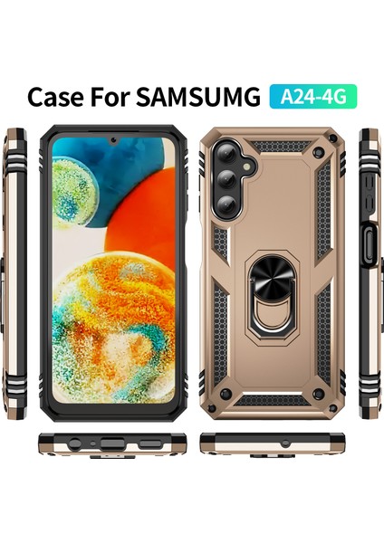 Samsung Galaxy A24 4g Için Halka Tutuculu Çift Katmanlı Telefon Kılıfı - Altın (Yurt Dışından)