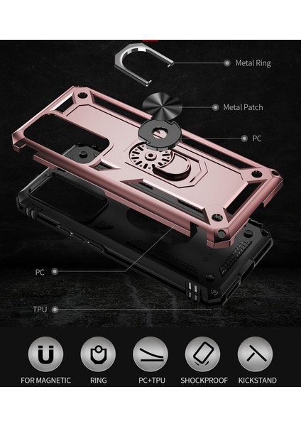 Xiaomi 12T/12T Pro/redmi K50 Ultra Için Halka Tutuculu Çift Katmanlı Telefon Kılıfı - Rose Gold (Yurt Dışından) fırsatları
