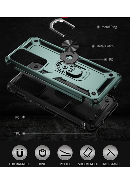 Xiaomi 12T/12T Pro/redmi K50 Ultra Için Halka Tutuculu Çift Katmanlı Telefon Kılıfı - Yeşil (Yurt Dışından) fırsatları