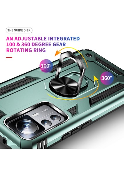Xiaomi 12T/12T Pro/redmi K50 Ultra Için Halka Tutuculu Çift Katmanlı Telefon Kılıfı - Yeşil (Yurt Dışından) indirimleri