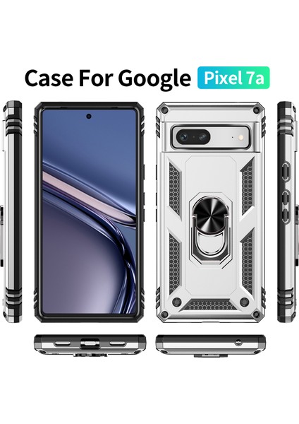 Google Pixel 7A Için Halka Tutuculu Çift Katmanlı Telefon Kılıfı - Gümüş (Yurt Dışından)