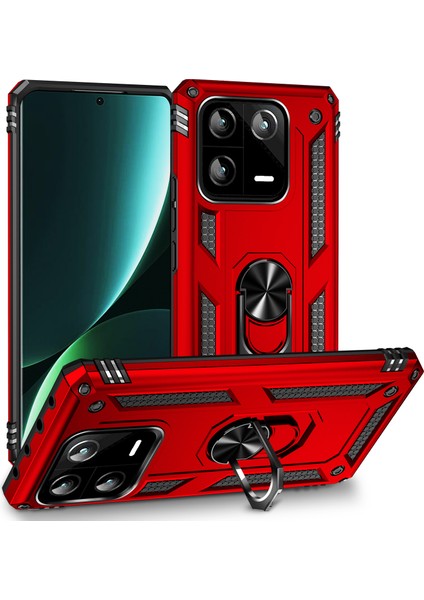 Xiaomi 13 Pro Için Halka Tutuculu Çift Katmanlı Telefon Kılıfı - Kırmızı (Yurt Dışından)