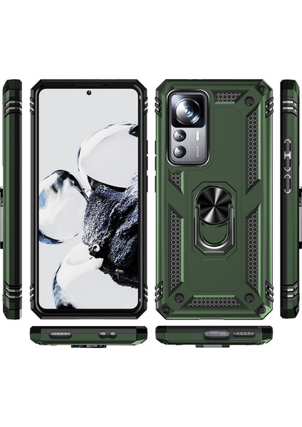 Xiaomi 12T/12T Pro/redmi K50 Ultra Için Halka Tutuculu Çift Katmanlı Telefon Kılıfı - Koyu Yeşil (Yurt Dışından) fiyatları