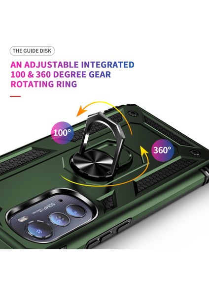 Motorola Edge 2022 Için Halka Tutuculu Çift Katmanlı Telefon Kılıfı - Koyu Yeşil (Yurt Dışından) indirimleri