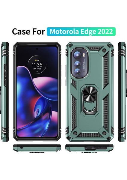 Motorola Edge 2022 Için Halka Tutuculu Çift Katmanlı Telefon Kılıfı - Yeşil (Yurt Dışından) fiyatları