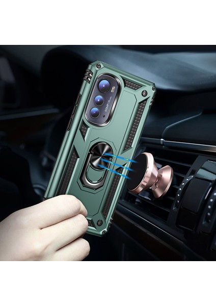 Motorola Edge 2022 Için Halka Tutuculu Çift Katmanlı Telefon Kılıfı - Yeşil (Yurt Dışından) modelleri