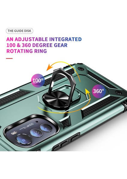Motorola Edge 2022 Için Halka Tutuculu Çift Katmanlı Telefon Kılıfı - Yeşil (Yurt Dışından) indirimleri