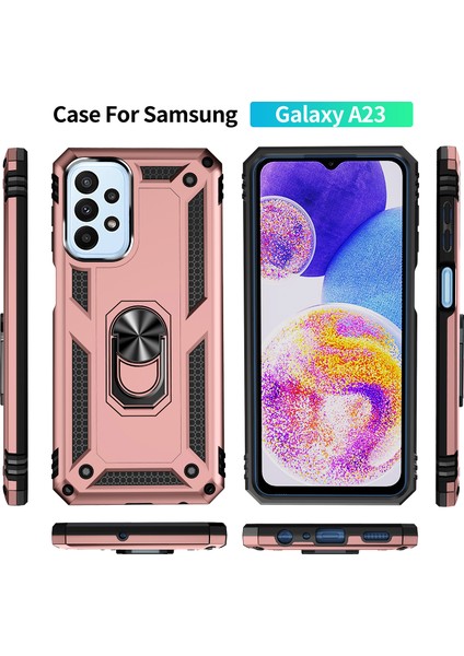 Samsung Galaxy A23 Için Halka Tutuculu Çift Katmanlı Telefon Kılıfı - Rose Gold (Yurt Dışından) fiyatları
