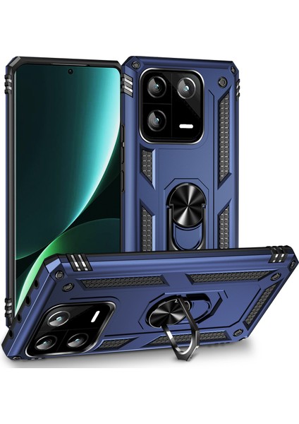 Xiaomi 13 Pro Için Halka Tutuculu Çift Katmanlı Telefon Kılıfı - Mavi (Yurt Dışından)