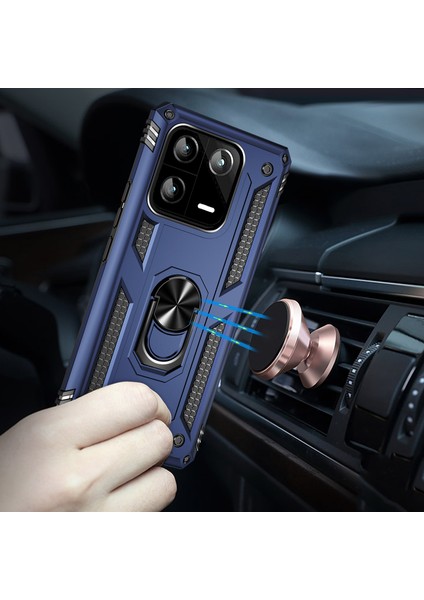 Xiaomi 13 Pro Için Halka Tutuculu Çift Katmanlı Telefon Kılıfı - Mavi (Yurt Dışından)