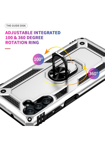 Samsung Galaxy A13 5G/M13 5G/A04S Için Halka Tutuculu Çift Katmanlı Telefon Kılıfı - Gümüş (Yurt Dışından)