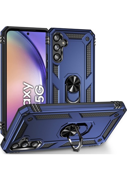 Samsung Galaxy A54 Için Halka Tutuculu Çift Katmanlı Telefon Kılıfı - Mavi (Yurt Dışından)
