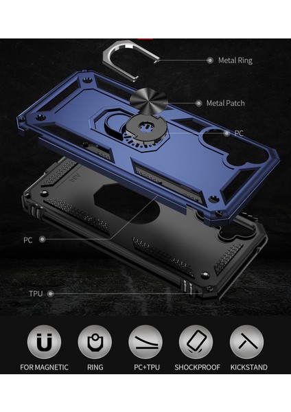 Samsung Galaxy A54 Için Halka Tutuculu Çift Katmanlı Telefon Kılıfı - Mavi (Yurt Dışından) modelleri
