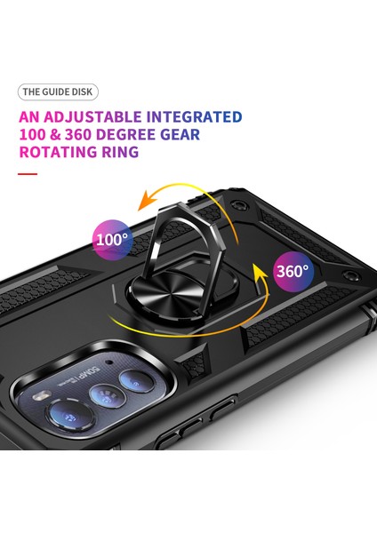 Motorola Edge 2022 Için Halka Tutuculu Çift Katmanlı Telefon Kılıfı - Siyah (Yurt Dışından) indirimleri