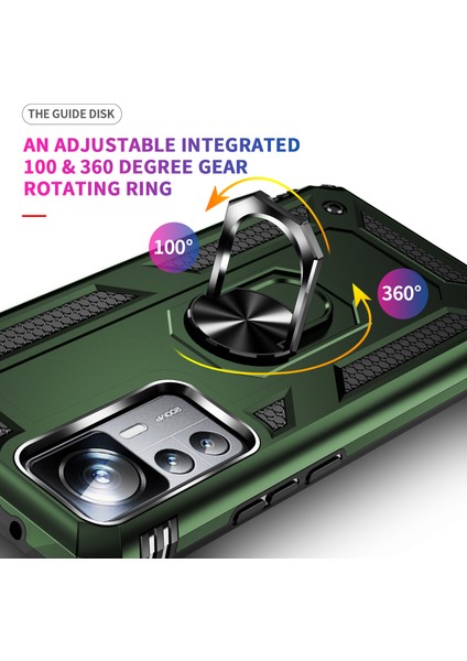 Xiaomi 12T/12T Pro/redmi K50 Ultra Için Halka Tutuculu Çift Katmanlı Telefon Kılıfı - Koyu Yeşil (Yurt Dışından) indirimleri