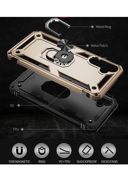 Samsung Galaxy A54 Için Halka Tutuculu Çift Katmanlı Telefon Kılıfı - Altın (Yurt Dışından) modelleri