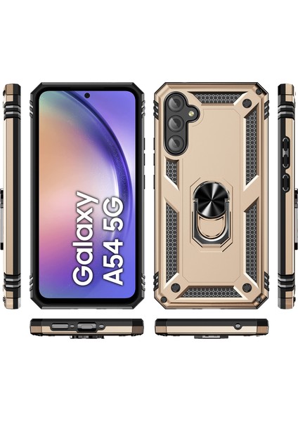 Samsung Galaxy A54 Için Halka Tutuculu Çift Katmanlı Telefon Kılıfı - Altın (Yurt Dışından) indirimleri