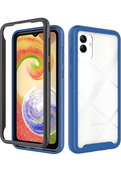 Samsung Galaxy A04 Için Hibrit Bumper Tam Koruma Telefon Kılıfı - Lacivert (Yurt Dışından)