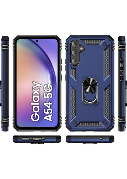 Samsung Galaxy A54 Için Halka Tutuculu Çift Katmanlı Telefon Kılıfı - Mavi (Yurt Dışından) indirimleri